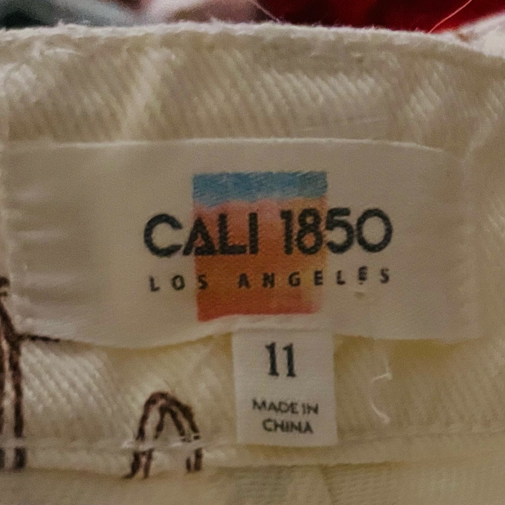 Cali 1850 Western All Over Printed Barrel Pants NWT Relaxed Crop Ivory/Brown 11 - Picture 9 of 12